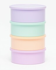 Stylish Stackable Storage Containers in Soft Pastel Colors for Kitchen Organization and Food Preservation, Modern Design and Functionality