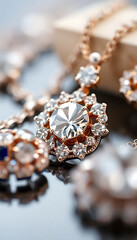 Fototapeta premium close up of a diamond necklace on a table