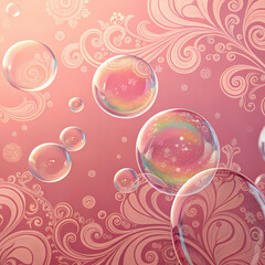Pink Bubbles Background Rainbow Texture Design