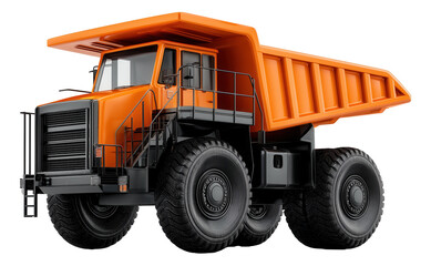 Fototapeta premium Orange heavy-duty dump truck with large tires and robust structure.