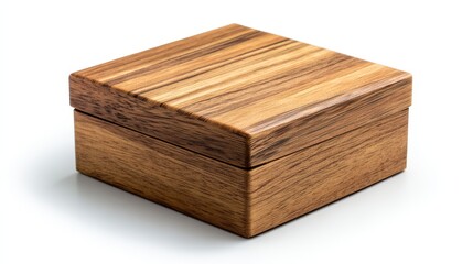 Small modern wooden storage box isolated on white background