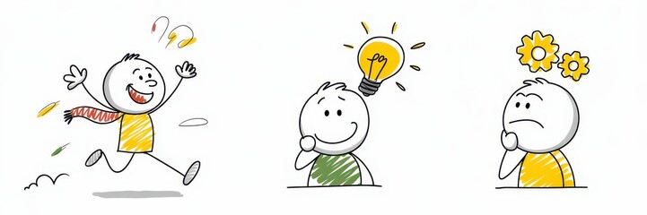 Cartoon figures representing different emotional states.