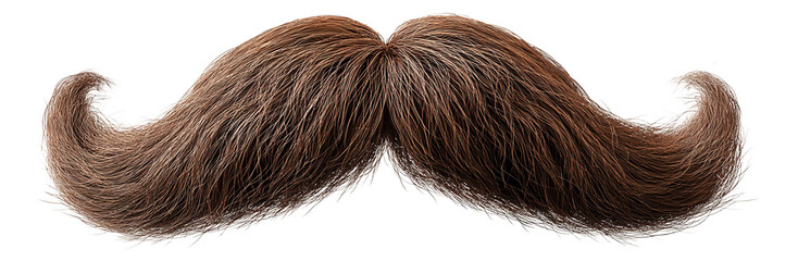 A large, thick brown mustache with curled ends, styled into a classic handlebar shape.