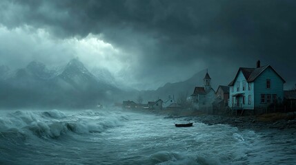 Stormy Coastline Village