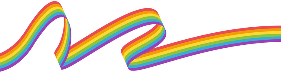 Wavy colorful rainbow ribbon pride month decoration element, PNG file no background