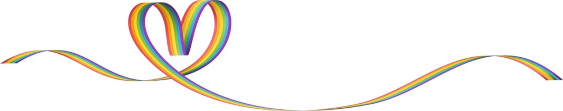 Heart shape colorful rainbow ribbon pride month decoration element, PNG file no background