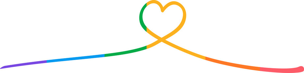 Pride month rainbow heart shape, PNG file transparent background
