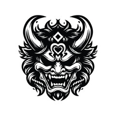 Fototapeta premium Demon Mask Vector Illustration in Black and White