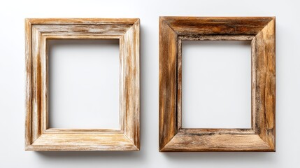 Two wooden frames on white background