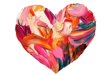 Hand-painted red pink heart in soft brush strokes conveys passion creativity and heartfelt emotion