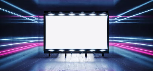 Sci Fi Billboard Showroom Commercial Empty Plane Space Realistic Warehouse Garage Room Studio Light Shadows Concrete Cement Metal Structure 3D Rendering © IM_VISUALS