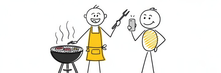 Outdoor grilling fun captured on a mobile phone