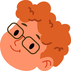 Smiling Kid Glasses Curly Hair Portrait