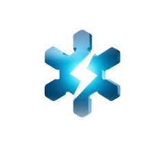 Obraz premium Abstract 3D Snowflake with Lightning Bolt - Cold Energy Concept