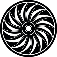 Wind Fan Round Silhouette Black Vector | Icon for Airflow and Energy Vector