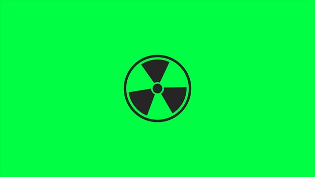 radiation hazard icon animation spinning isolated on greenscreen background