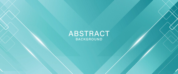 Blue abstract vector business long banner template. Business minimal background with square triangle frame border