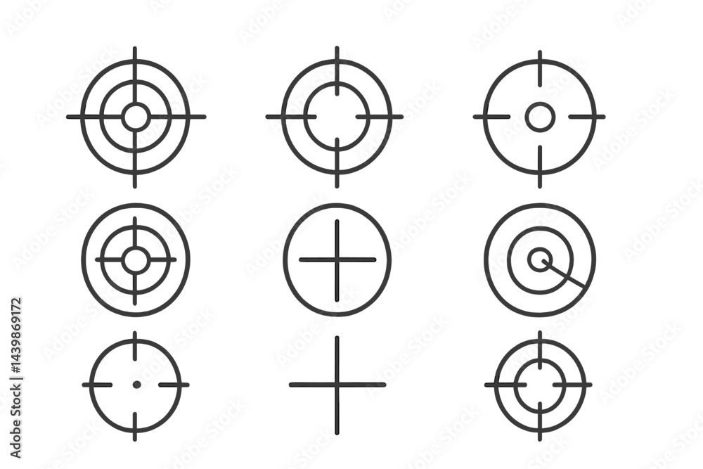 Fototapete Collection of line style web icons representing various target designs for digital use and interface applications