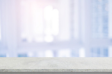 abstract blurred modern interior bathroom background with sunlight white marble concrete tabletop for show,ads,design product on display concept