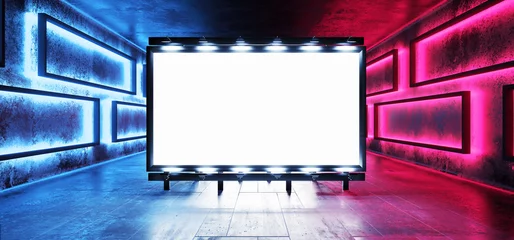 Sci Fi Billboard Showroom Commercial Empty Plane Space Realistic Warehouse Garage Room Studio Light Shadows Concrete Cement Metal Structure 3D Rendering © IM_VISUALS