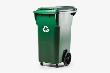 Green recycling bin with wheels

