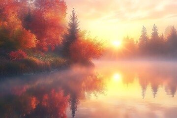 Fototapeta premium sunrise over the lake