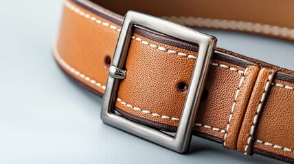 Elegant Brown Leather Belt with Silver Buckle leather belt brown belt silver buckle men's fashion