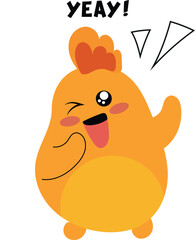 cute sticker, cartoon with word expression, Funny stickers, Cartoon with yeay word sticker
