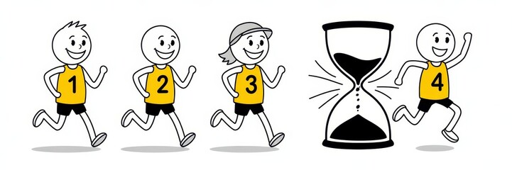 Four competitors racing against time.