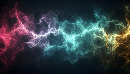 Fototapeta premium Abstract Colorful Swirls Forming Energetic Luminous Forms Across Dark Space