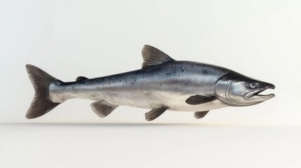 Obraz premium Silver-scaled fish in profile view