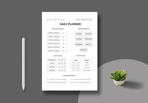 Daily Planner Template Layout