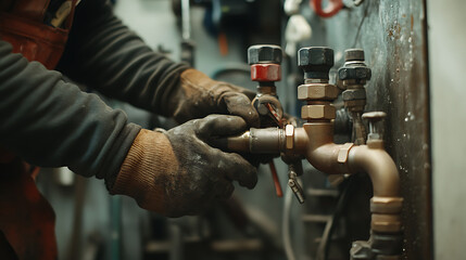 Plumber Working on Pipes and Valves