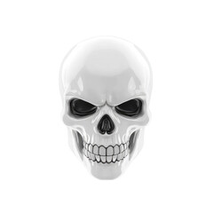 Obraz premium Glossy White Human Skull, Front View, 3D Render