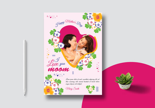 Mothers Day Wishing Card Template Layout