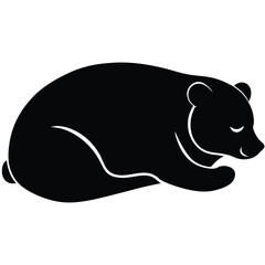 Peaceful Silhouette Of A Bear Lying Down Asleep