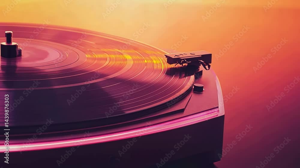 Poster hand presenting vintage vinyl record, sunlight illuminating blurred natural background with soft bok