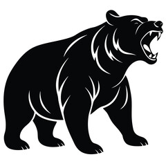 Silhouette Of A Standing Grizzly Bear Roaring