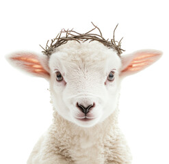 Lamb Portrait with a Wreath of Thorns Close Up