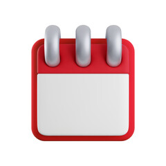 Vector cartoon 3d calendar icon. Realistic render of empty red calendar with flipping pages on spiral rings. Time planner, schedule concept, reminder app. Work planning, time management minimal icon
