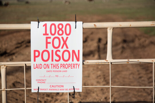 Warning sign for 1080 fox poison (bait)