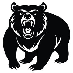 Vector Illustration Of Cute Grizzly Bear Angry