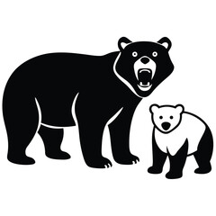 Vector Illustration Of Cute Polar Bear Angry