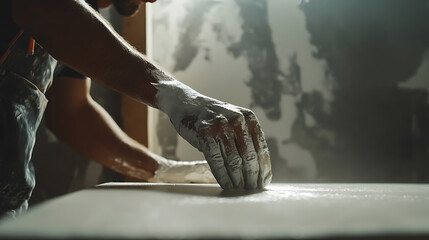 Craftsman Working with Clay in a Dusty Workshop