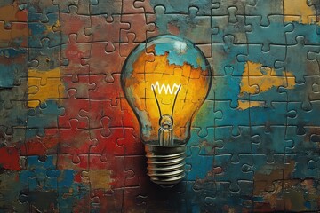 A moment of revelation: a light bulb drawn on a puzzle piece