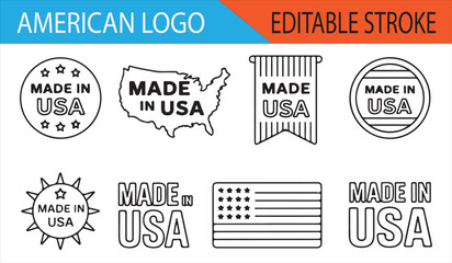 Obraz premium Black and White USA Logos Featuring 