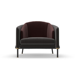 Minimalist Dark Green and Burgundy Lounge Chair Front View Isolated
