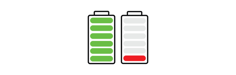 battery icon set. battery vector collection. battery level indicators. battery charger icon.