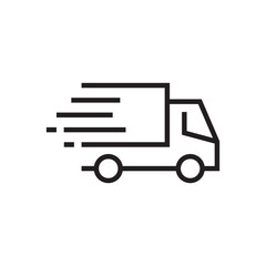 Shipping fast delivery truck icon symbol, Pictogram flat outline design for apps and websites, Isolated on white background, Vector illustration