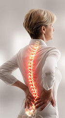 Older Woman With Lower Back Pain and Spine Inflammation